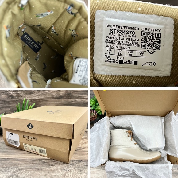 ❌SOLD❌NIB Sperry Top Sider Saltwater Chevron Quilted Shaft Nylon Duck Boot Ivory - Picture 13 of 13